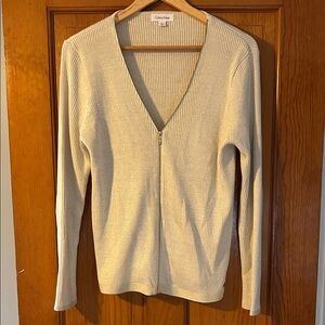 Calvin Klein Women's V-Neck Cream Sweater